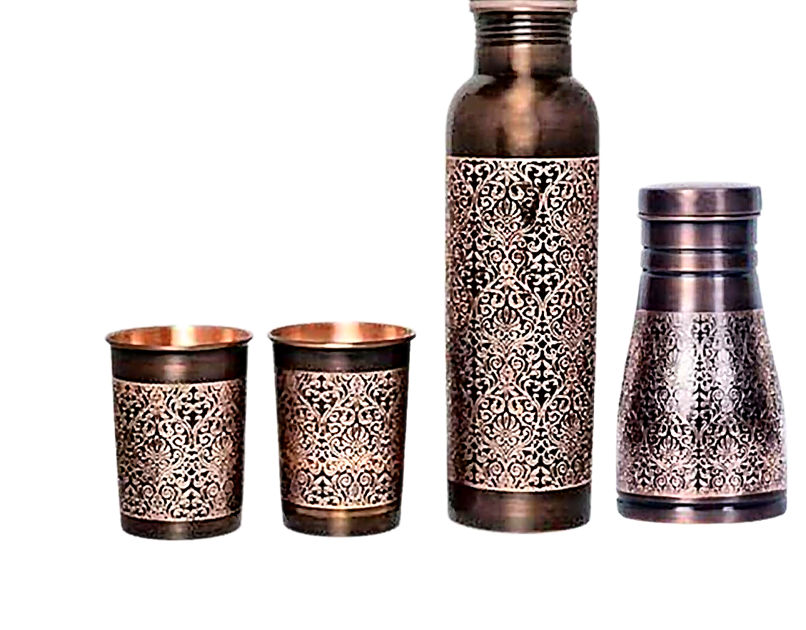 Copper Meenakari Bedside Pot - Style 11
