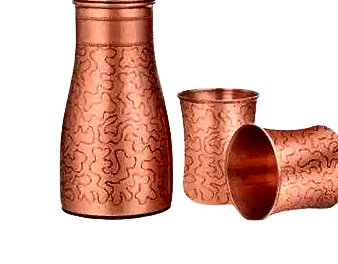 Copper Meenakari Bedside Pot - Style 5