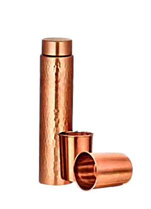 Hammered Pencil Copper Bottle Gift Set