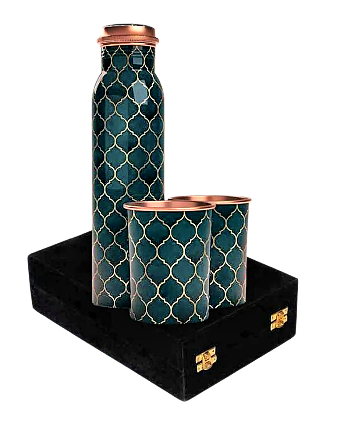 Meenakari Copper Bottle Gift Set - Style 1