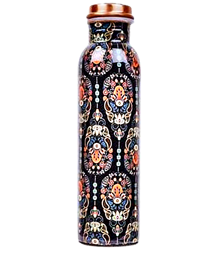 Meenakari Copper Water Bottle - Style 3