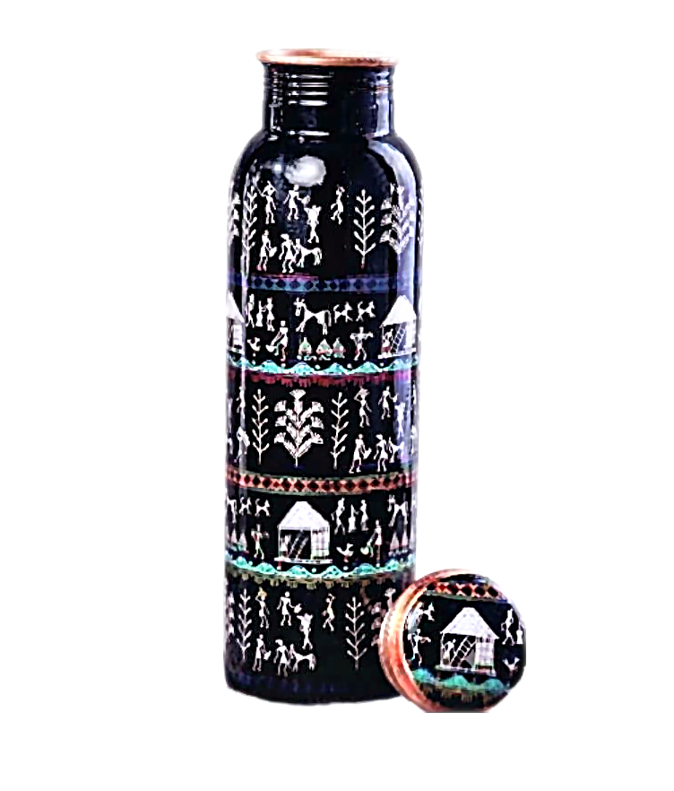 Meenakari Copper Water Bottle - Style 9