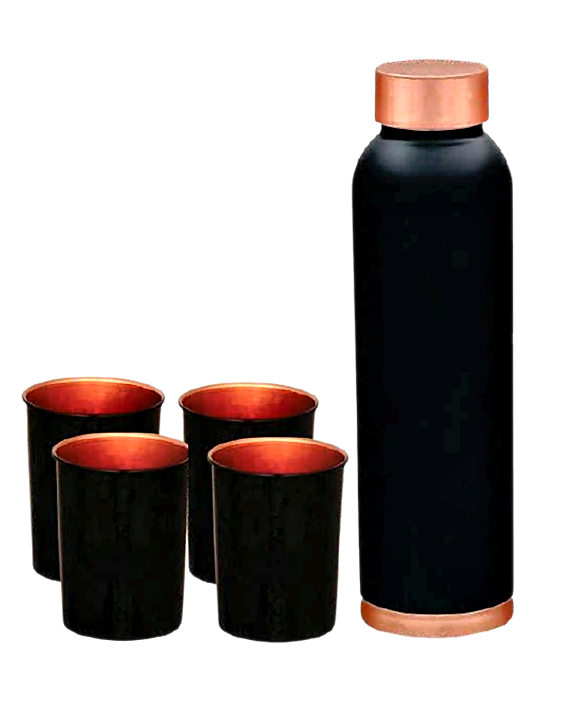 Premium Copper Bottle With Glass Gift Set - Style 2