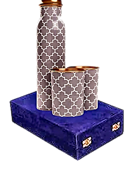 Q7 Meenakari Copper Bottle Gift Set Box