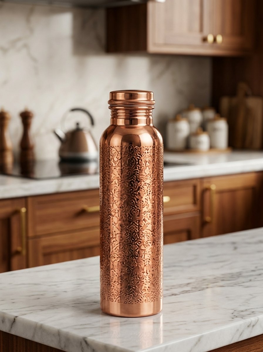 Royal Floral Engraved copper bottle