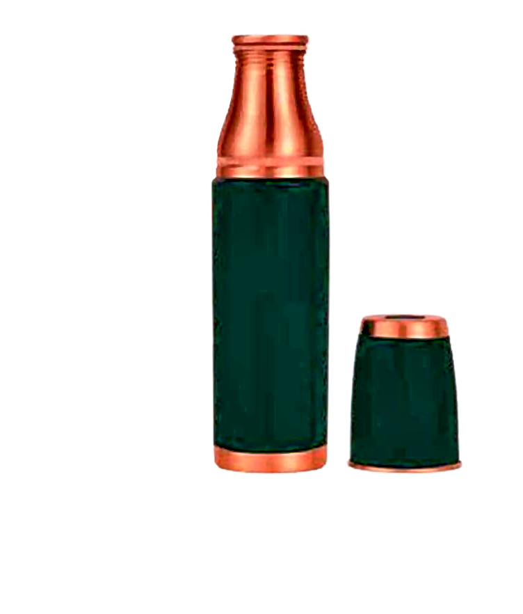 Wine & Glass Copper Water Bottle - Style 7
