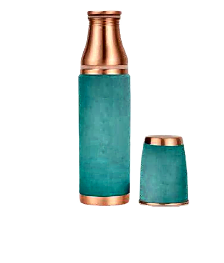 Wine & Glass Copper Water Bottle - Style 8